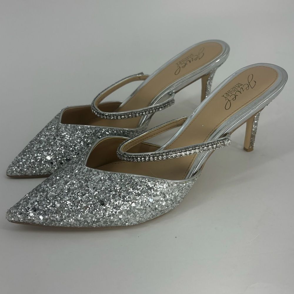 Jewel Badgley Mischka Silver Gray Sparkle Heels - Picture 2 of 9